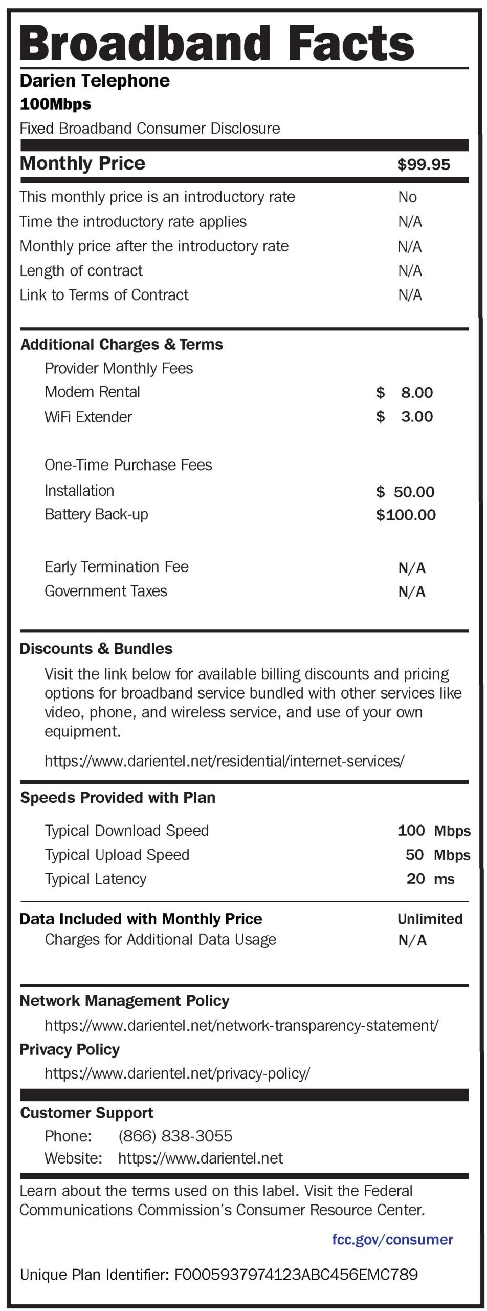 100 broadband labels